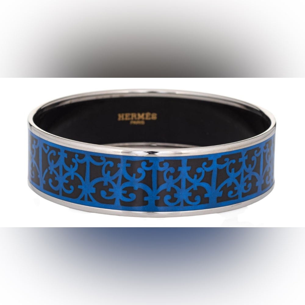 Hermes Blue and Black Wide Balcons du Guadalquivir Bangle